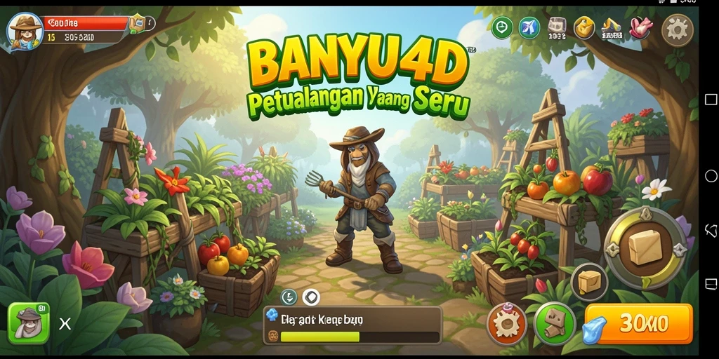 Screenshot gameplay BANYU4D yang menampilkan kebun yang subur.