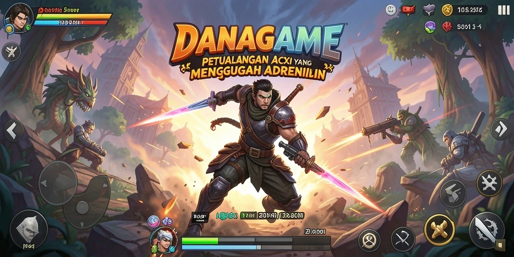 Tampilan gameplay menegangkan DANAGAME dengan aksi spektakuler.