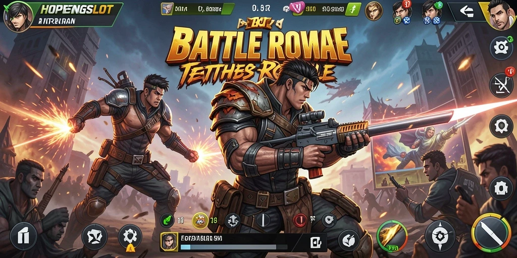 Tampilan gameplay HOPENGSLOT yang menegangkan dalam pertempuran Battle Royale.
