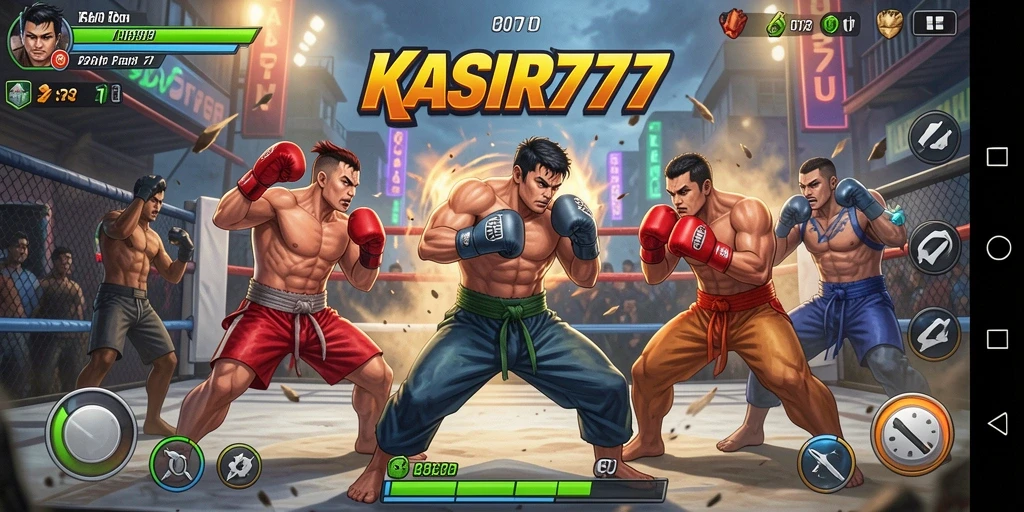 Screenshot gameplay KASIR777 menampilkan aksi bertarung yang intens dan mendebarkan.