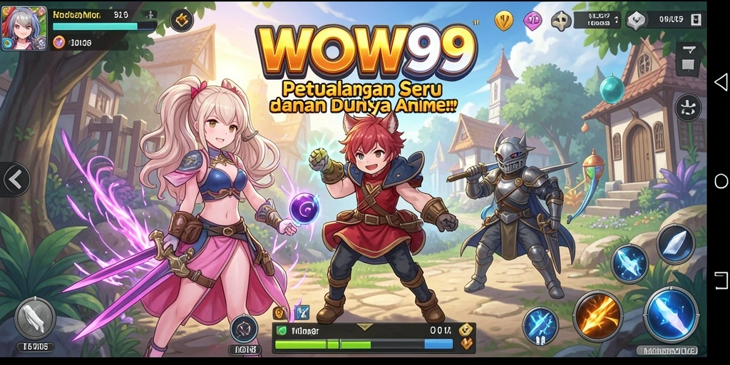 Screenshot menunjukkan momen pertarungan seru dalam game Anime WOW99.
